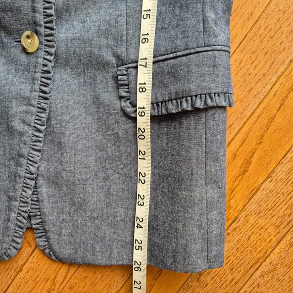 J.Crew REGENT Chambray Blazer Blue Ruffle 10 - Picture 14 of 15